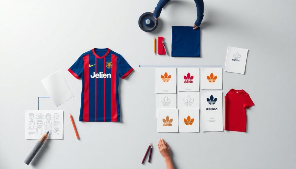 Влияние спонсоров на цвета формы клубов и эволюция дизайна футбольной экипировки Влияние спонсоров на цвета формы клубов - иллюстрация