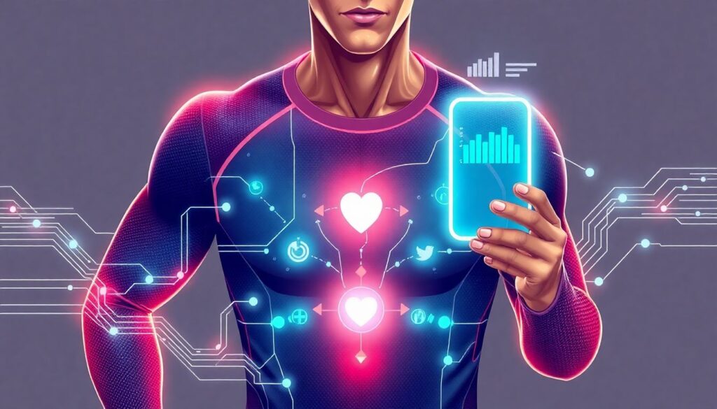 Технологии будущего в спорте: умная одежда и датчики для максимальной эффективности Технологии будущего в спорте: умная одежда и датчики - иллюстрация