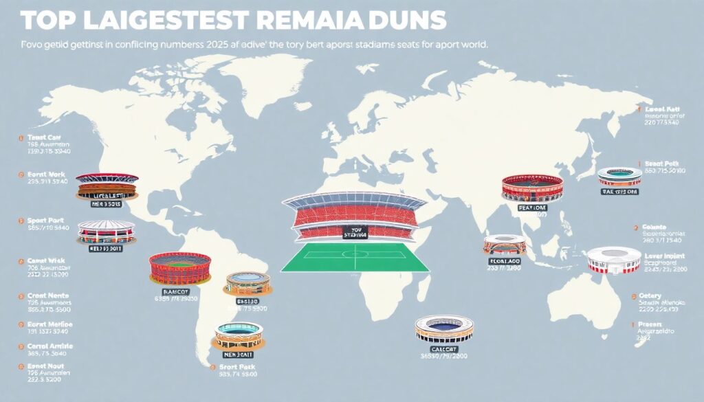 Самые большие стадионы мира: топ-10 арен по максимальной вместимости Самые большие стадионы мира: топ-10 арен по максимальной вместимости зрителей. - иллюстрация