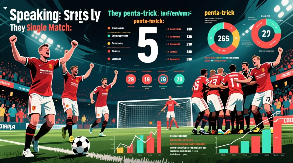 Объяснение редкого термина: забить пять мячей в игре или пента трик это подвиг. - иллюстрация