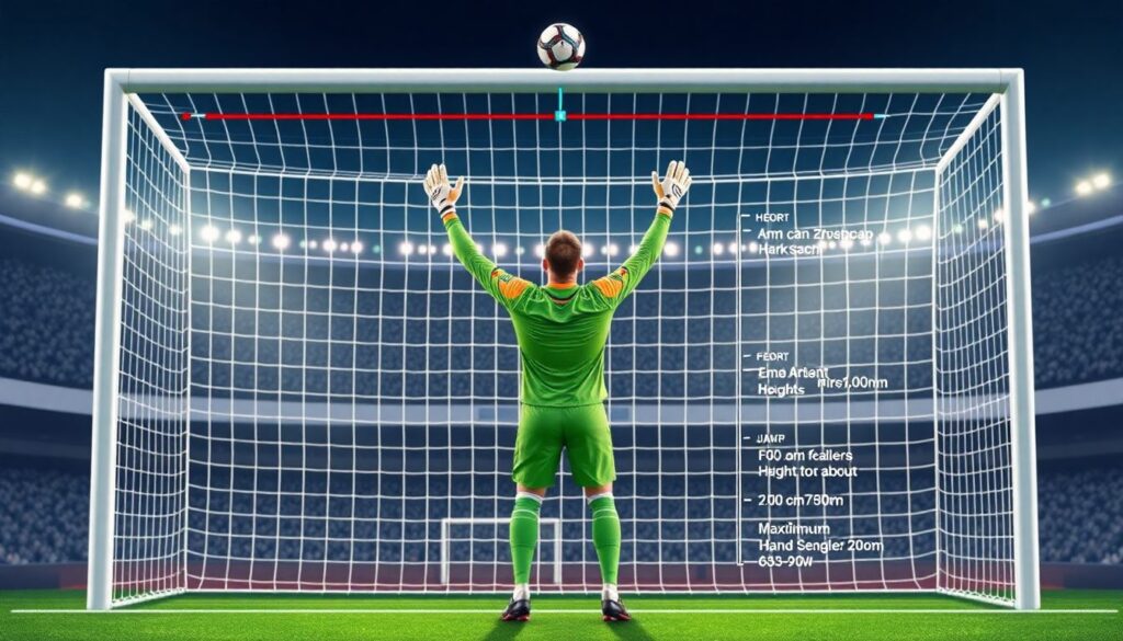 Технические параметры поля: стандартная высота ворот в футболе по правилам. - иллюстрация