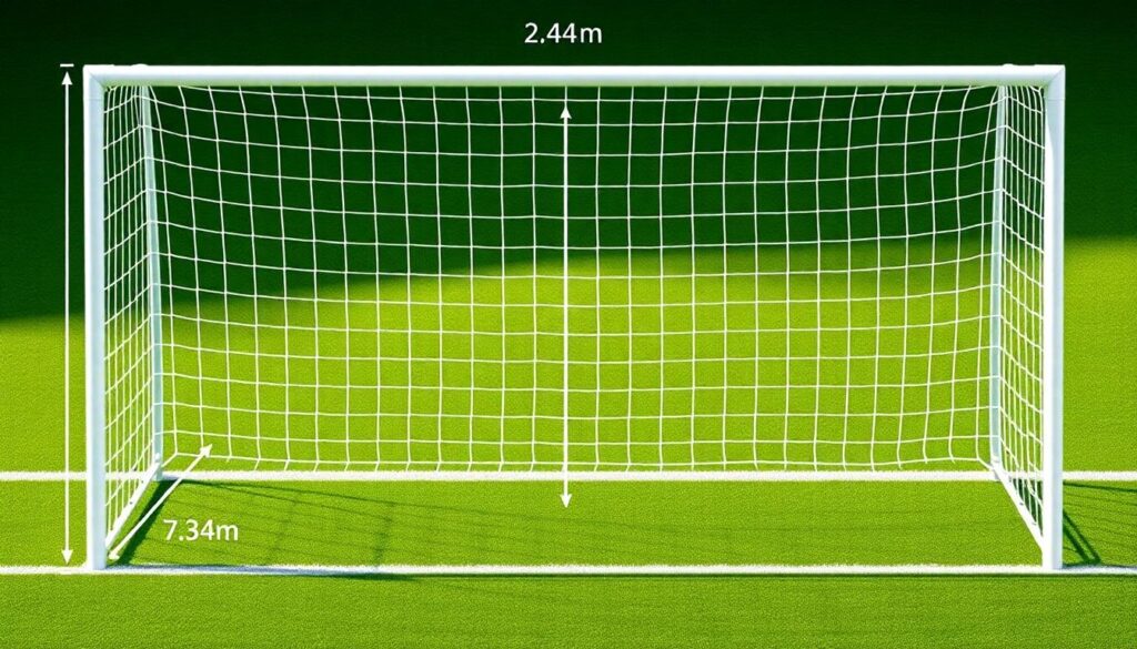 Технические параметры поля: стандартная высота ворот в футболе по правилам. - иллюстрация
