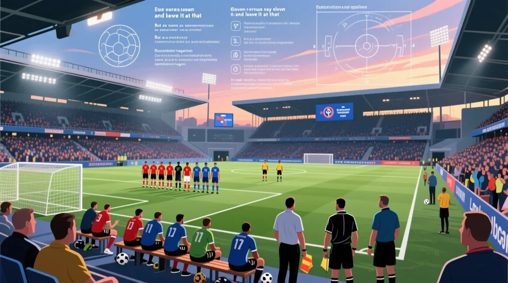 Справочник болельщика: сколько человек в футбольной команде вместе с запасом. - иллюстрация