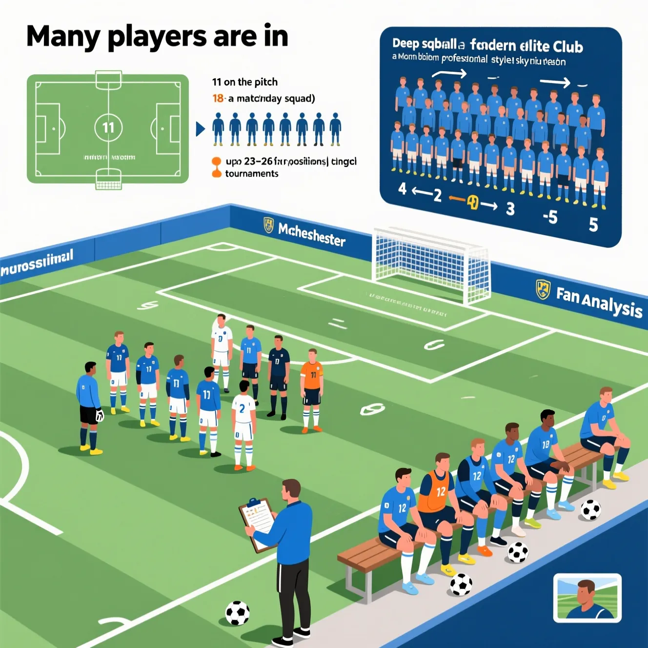 Справочник болельщика: сколько человек в футбольной команде вместе с запасом.