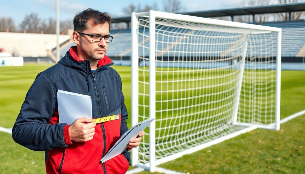 Официальные размеры футбольных ворот согласно международным стандартам ФИФА. - иллюстрация