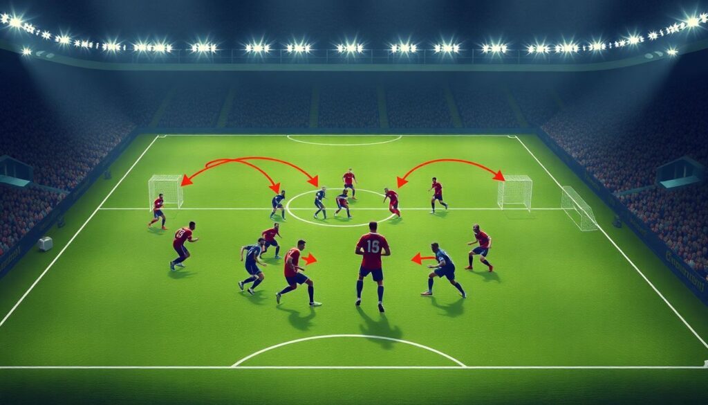 Тактический разбор: как работают схемы в футболе 4-3-3 при высоком прессинге. - иллюстрация