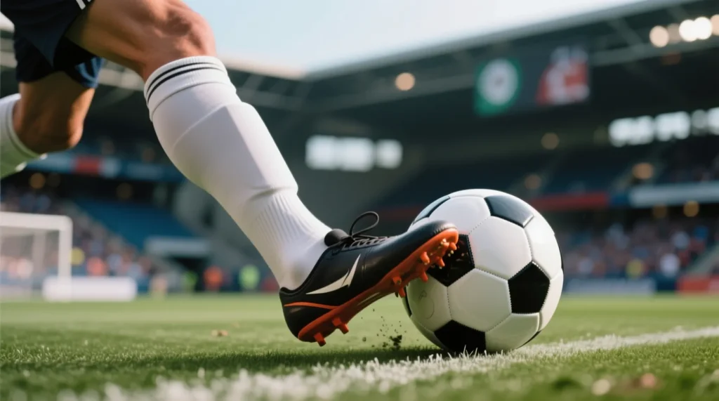 Изящный удар с подкруткой: как правильно исполнять сухой лист футбол с углового. - иллюстрация