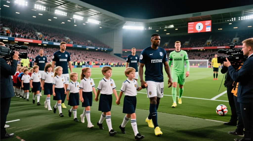 Почему дети выводят футболистов на поле: история красивой традиции История возникновения красивой традиции: почему дети выводят футболистов на поле перед матчем. - иллюстрация