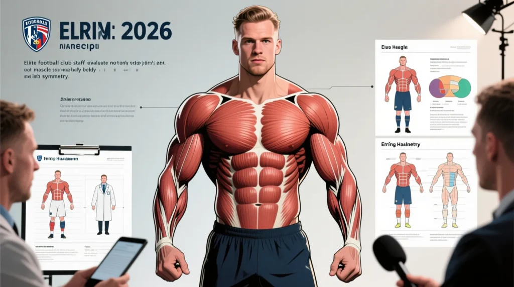 Антропометрические показатели норвежского форварда: холанд рост вес и данные тестов. - иллюстрация