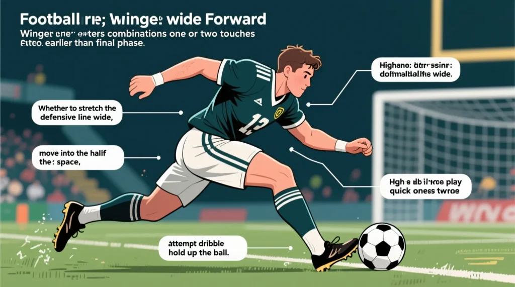 Скоростной фланговый нападающий и вингер: определение позиции для успеха атаки Определение тактической позиции: скоростной фланговый нападающий или вингер это залог успеха атаки. - иллюстрация