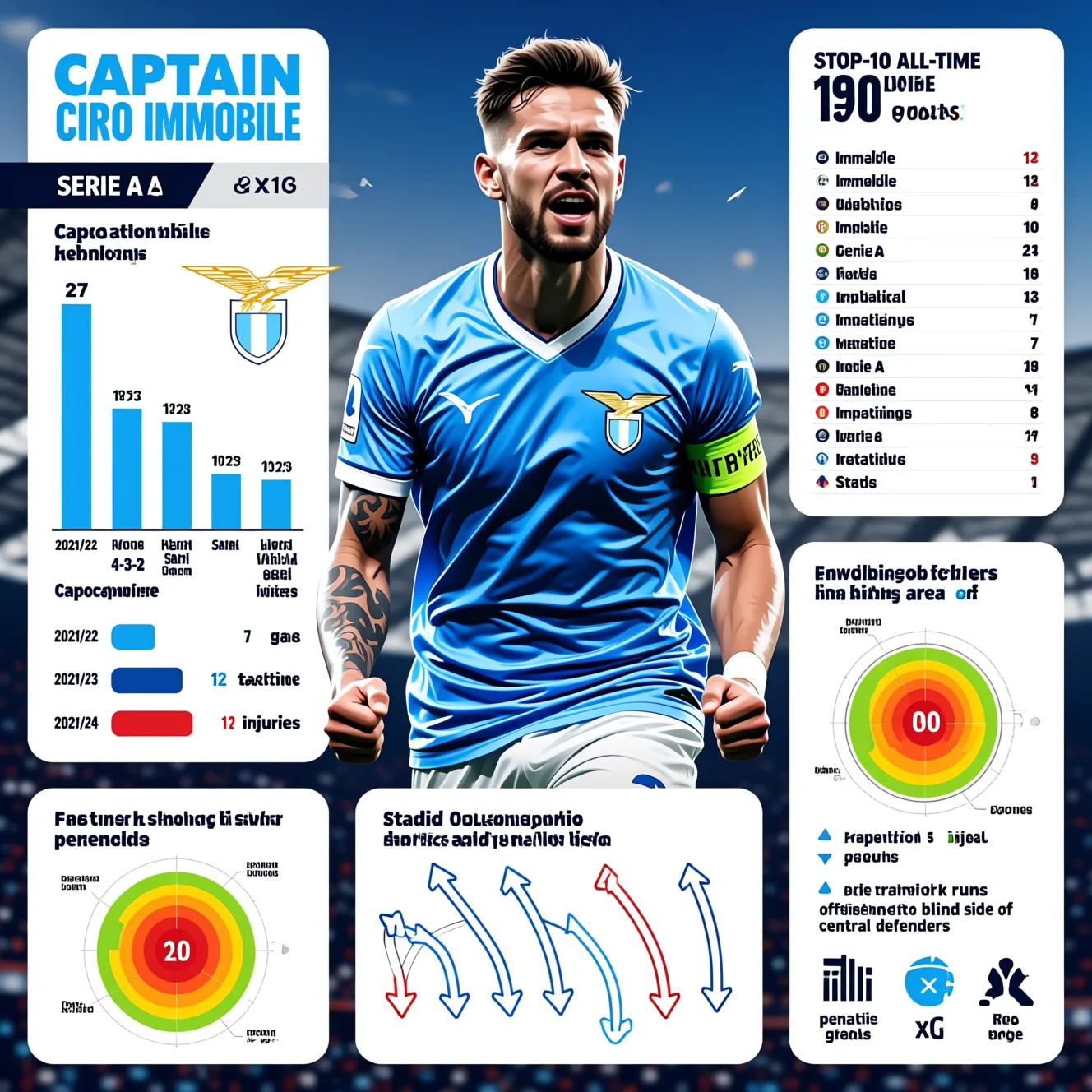 Капитан и лидер атак римского «Лацио»: сколько мячей уже забил чиро иммобиле за все время в Серии А.