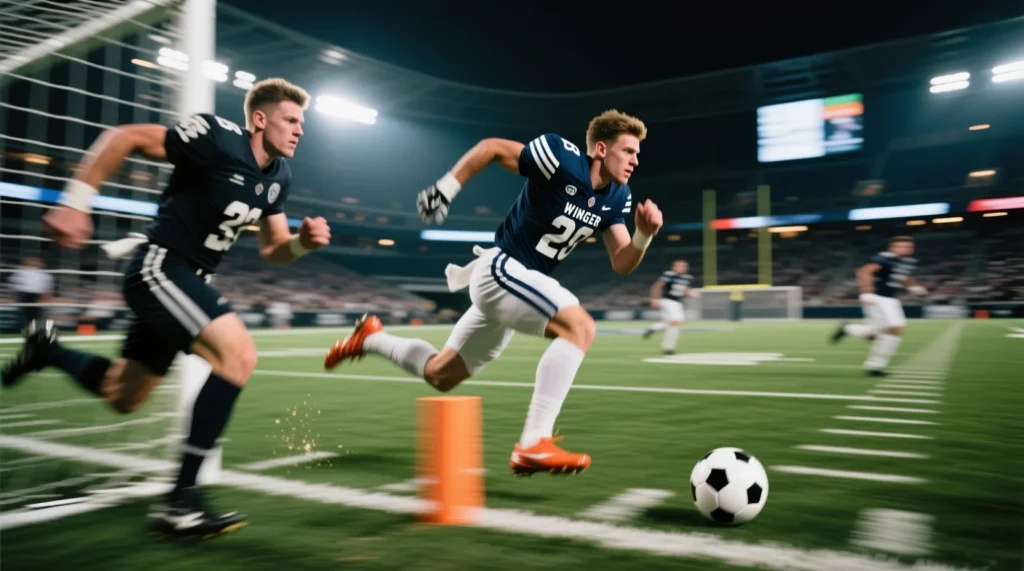 Определение тактического амплуа на фланге: быстрый крайний нападающий или вингер это залог успеха атаки. - иллюстрация