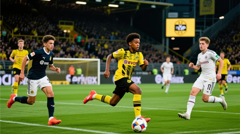 Рекордсмен Бундеслиги по возрасту: какие уникальные достижения имеет юный юссуфа мукоко в Дортмунде. - иллюстрация