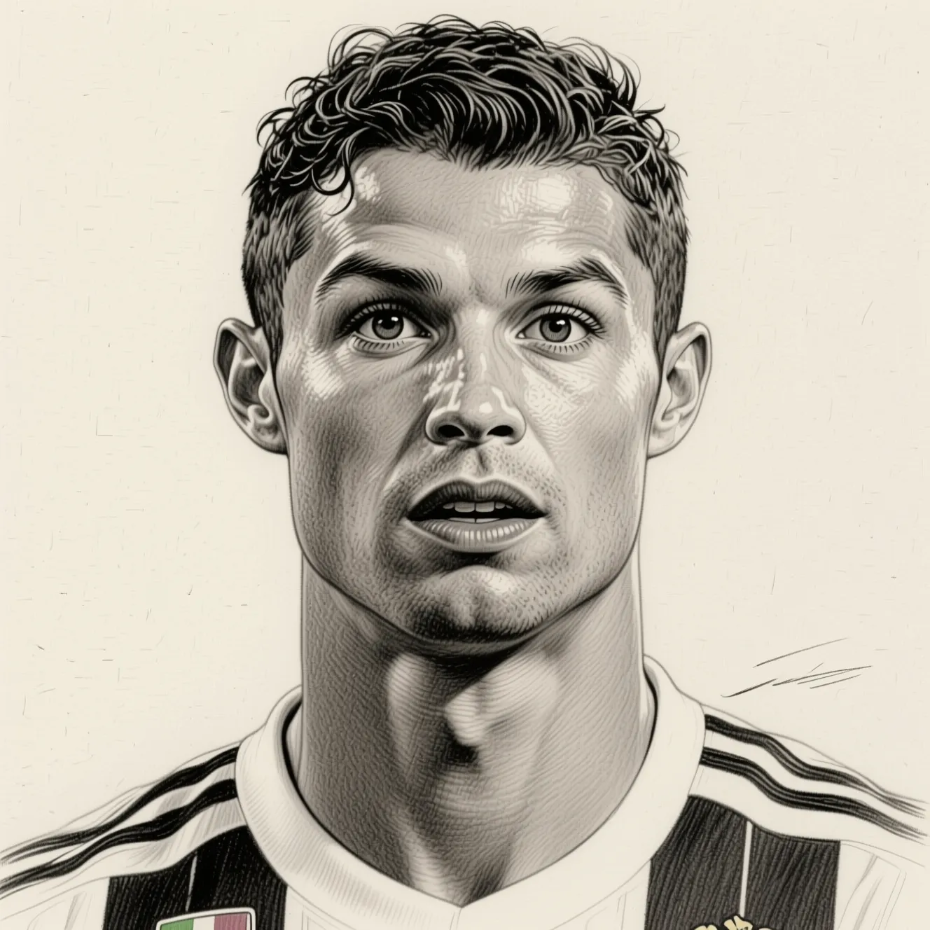 Творчество футбольных фанатов: как нарисовать реалистичный роналду рисунок карандашом поэтапно дома.