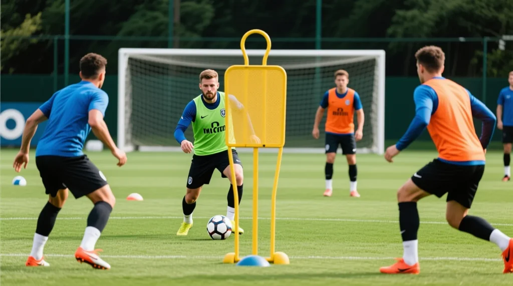 Объяснение футбольной терминологии: центральный полузащитник или хавбек это ключевой связной между линий. - иллюстрация