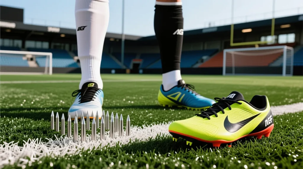 Выбор экипировки для профессионалов: как правильно подобрать качественные бутсы для футбола по типу поля. - иллюстрация