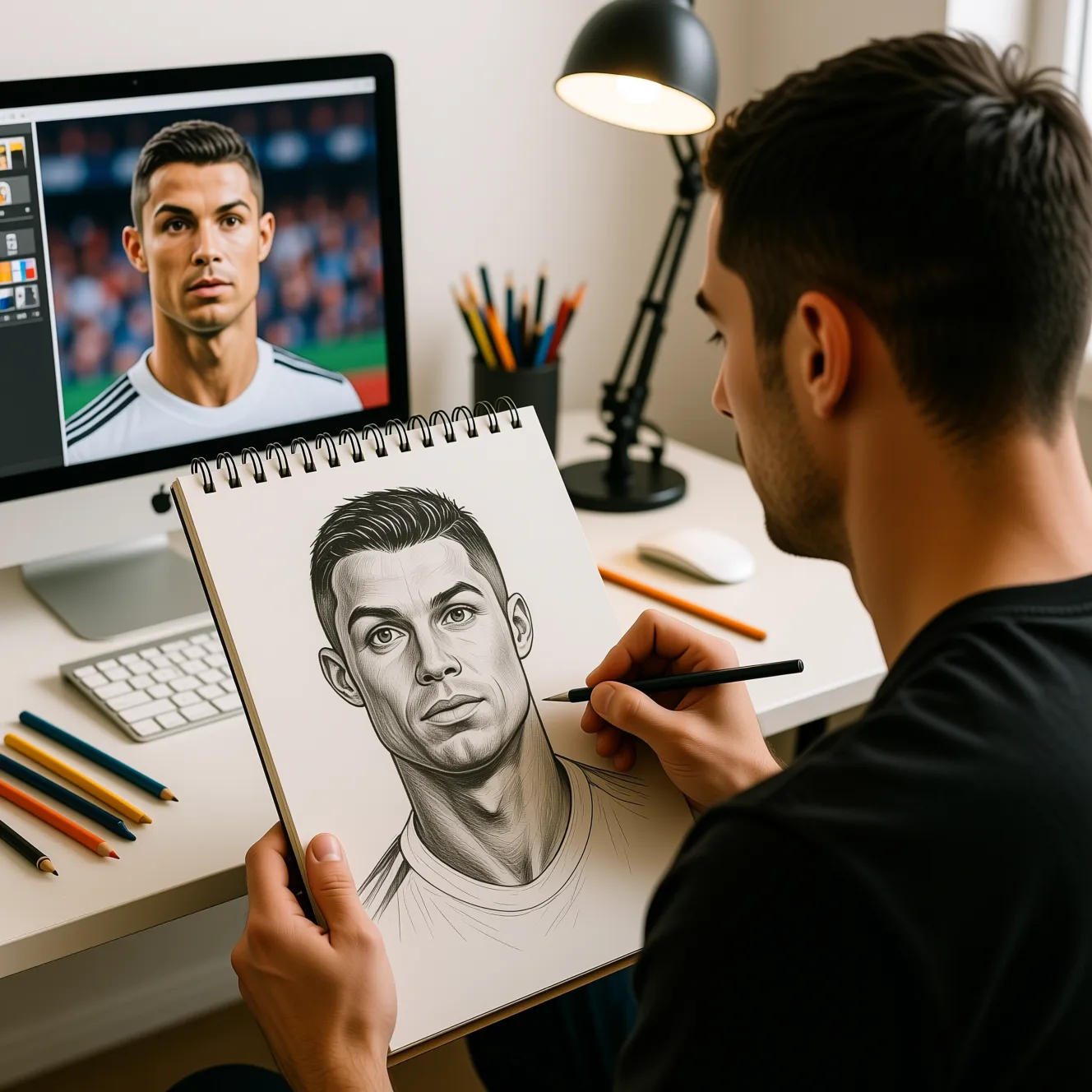 Творческий конкурс для болельщиков: как нарисовать красивый и реалистичный рисунок роналду в своей коллекции.