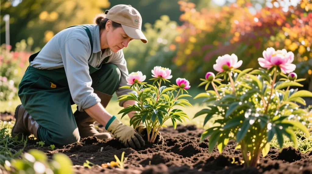 Садоводство и благоустройство клубных баз: какие сорта цветов, такие как пион купить для украшения территории. - иллюстрация
