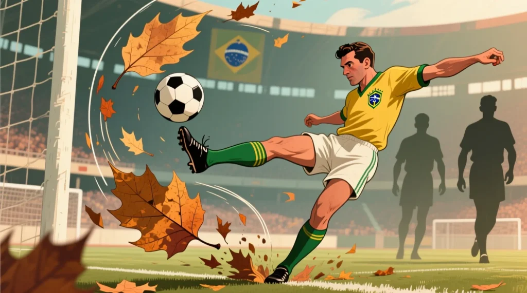 Изящный удар с подкруткой: как правильно исполнять сухой лист футбол с углового. - иллюстрация