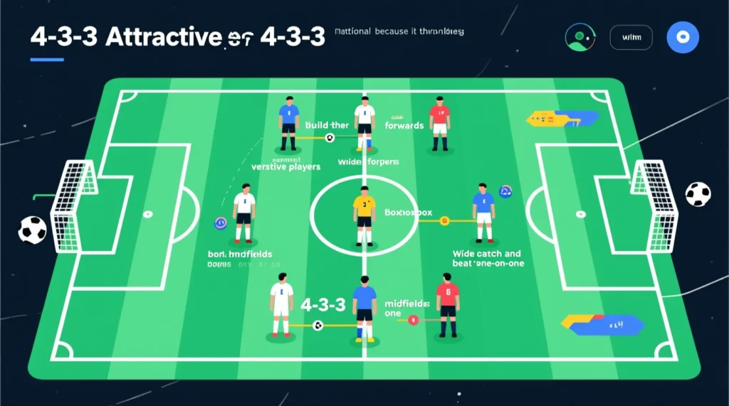 Классика атакующего футбола: почему тактическая схема 4 3 3 считается самой сбалансированной. - иллюстрация