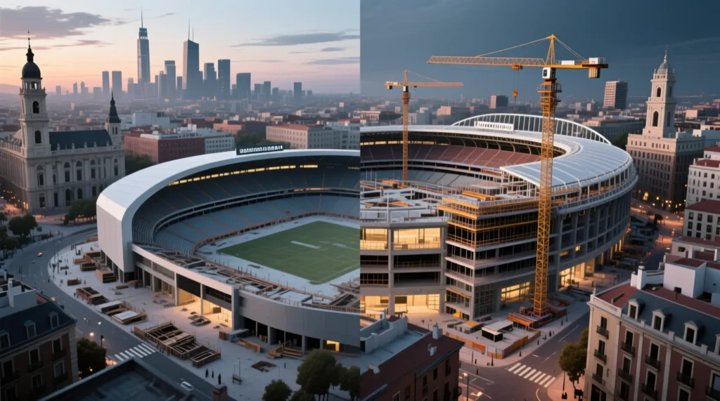 Глобальная реконструкция Мадрида: как выглядит арена сантьяго бернабеу новый после работ. - иллюстрация