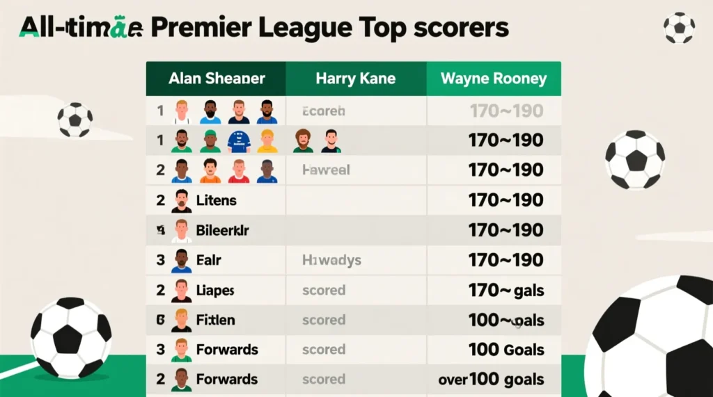 Статистика результативности в Англии: апл бомбардиры за всю историю чемпионата в таблице. - иллюстрация