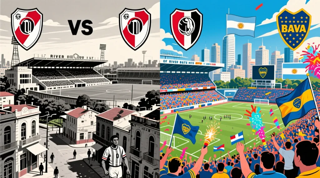 Суперкласико Аргентины: история великого противостояния клубов ривер плейт бока хуниорс. - иллюстрация