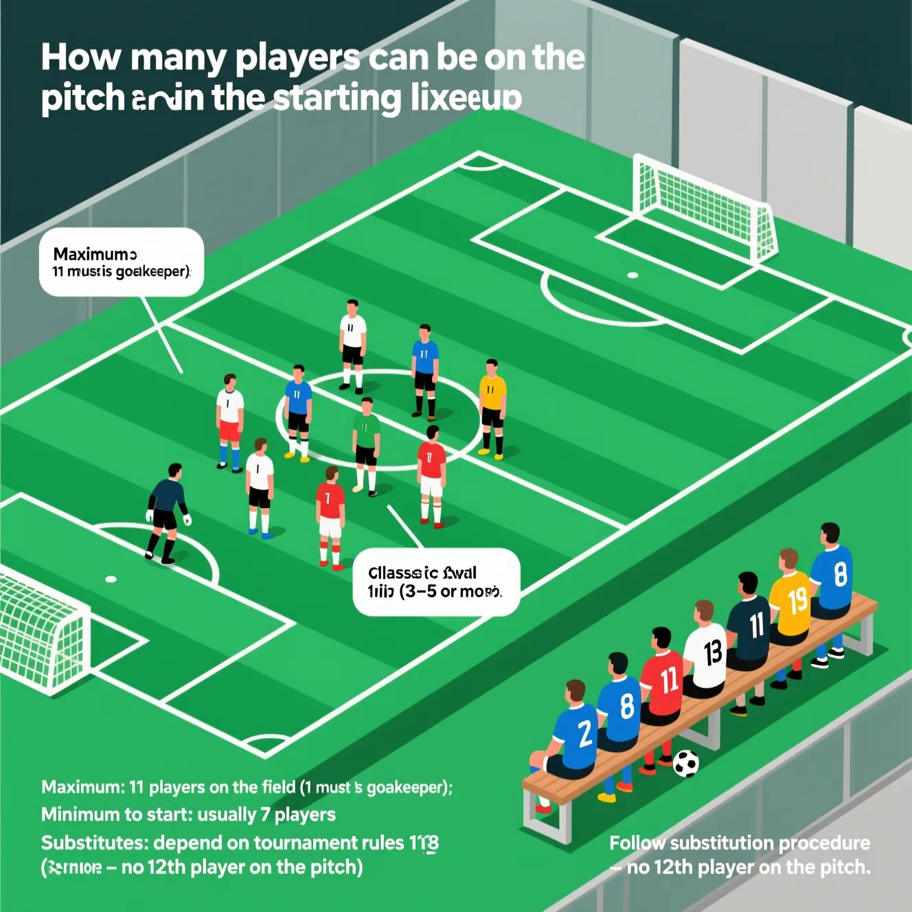 Спортивный ликбез: сколько игроков футбольной команде разрешено выпускать в стартовом составе.