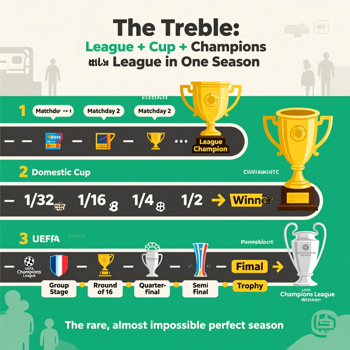 Величайшее командное достижение за сезон: что значит требл футбол и кто его выигрывал.