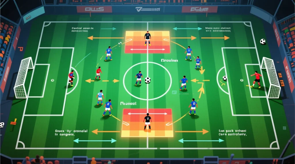 Тактическое пространство перед защитой: почему важно контролировать опорная зона в футболе. - иллюстрация