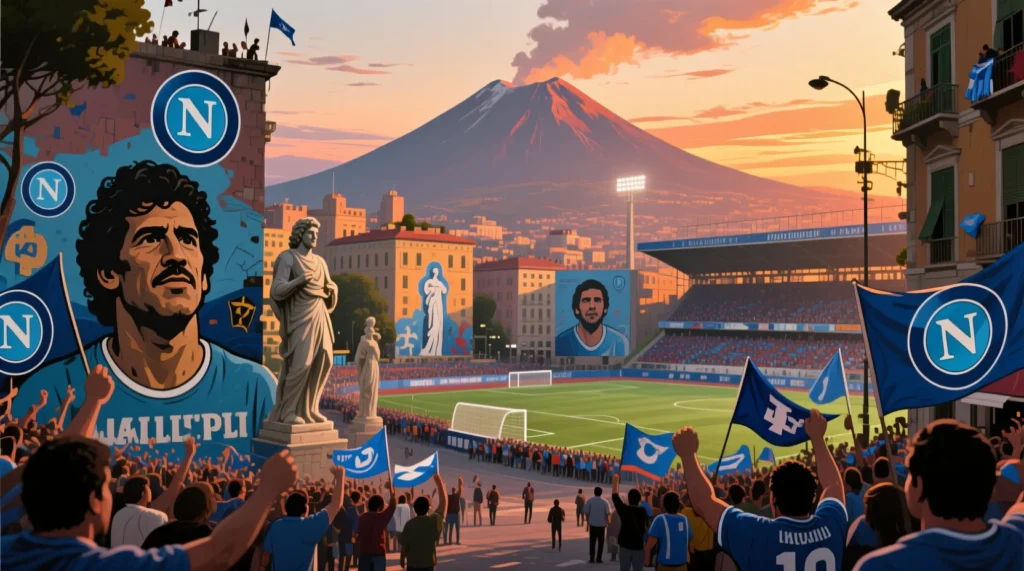 Кумиры города у подножия Везувия: величайшие легенды наполи от Марадоны до Кварацхелии. - иллюстрация