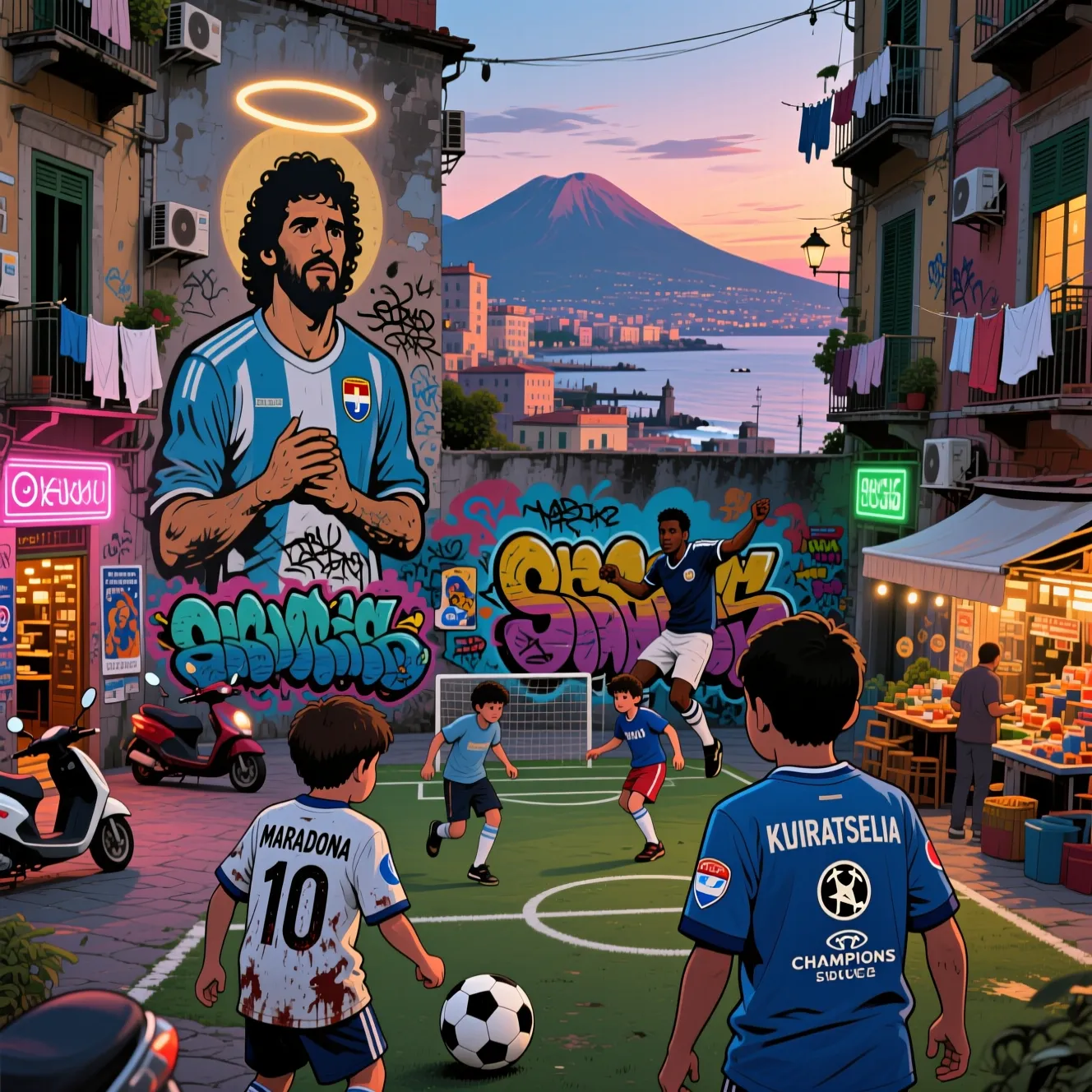 Кумиры города у подножия Везувия: величайшие легенды наполи от Марадоны до Кварацхелии.