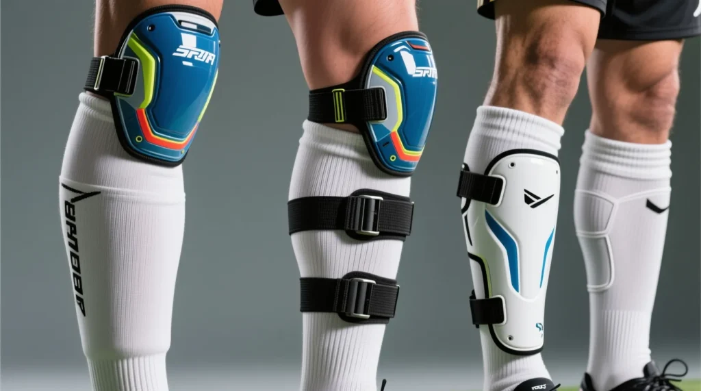 Щитки для футбола: как подобрать размер и степень защиты экипировки Гид по спортивной экипировке: как подобрать щитки для футбола по размеру и степени защиты. - иллюстрация