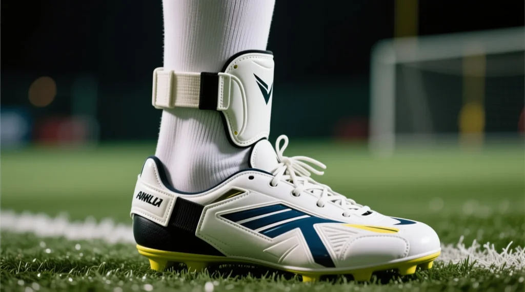 Важные элементы формы игрока: какая деталь экипировки футболиста защищает голеностоп от травм. - иллюстрация