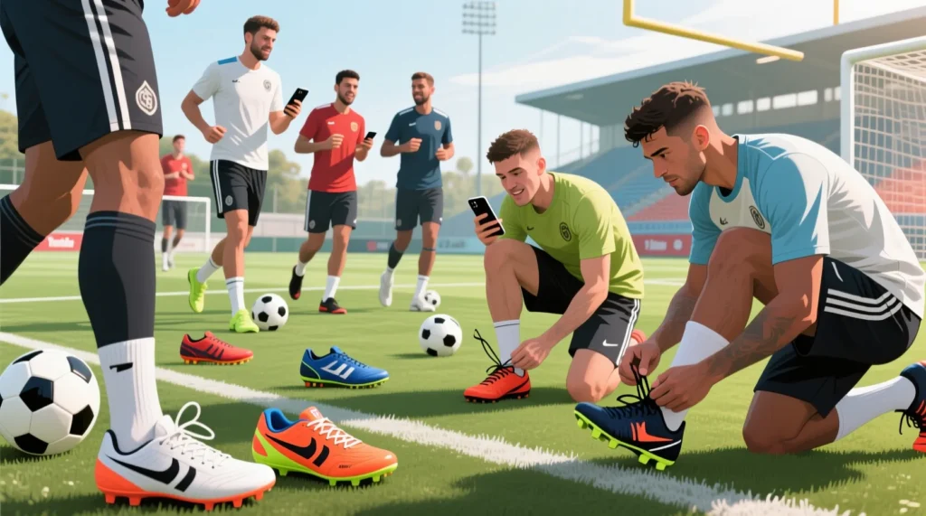 Выбор обуви для разных покрытий: лучшие футбольные бутсы для искусственного газона по шипам. - иллюстрация