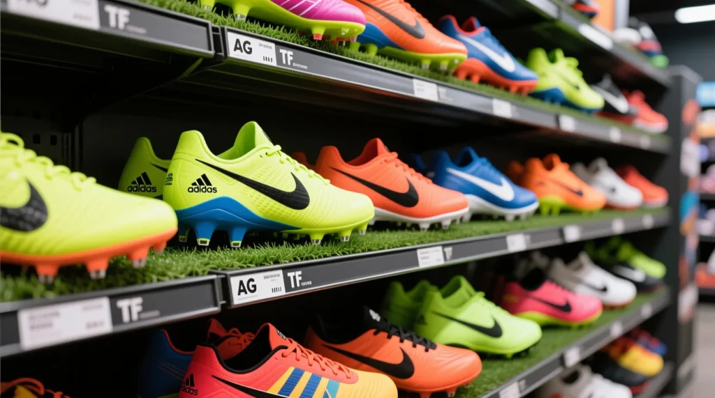 Выбор обуви для разных покрытий: лучшие футбольные бутсы для искусственного газона по шипам. - иллюстрация