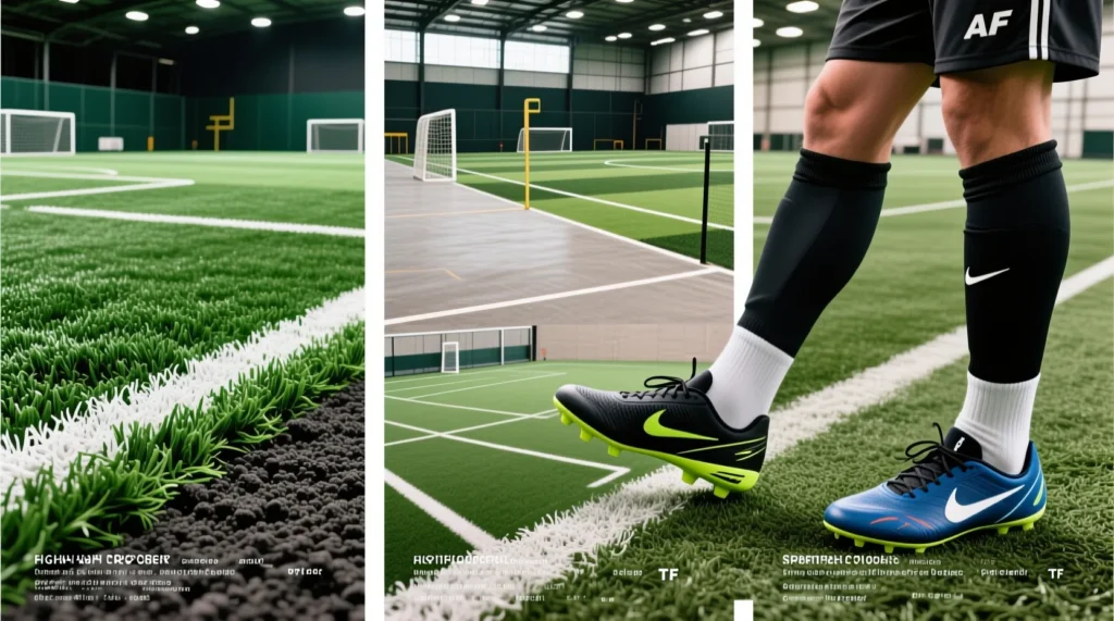 Выбор обуви для разных покрытий: лучшие футбольные бутсы для искусственного газона по шипам. - иллюстрация