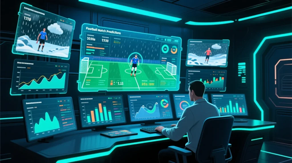 Компьютерное прогнозирование результатов: как работает симуляция футбольных матчей для аналитики. - иллюстрация