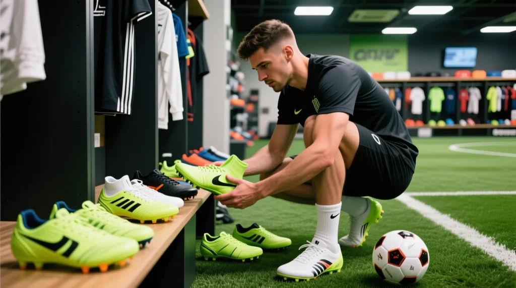Выбор правильной обуви для игры: как подобрать лучшие бутсы для натурального газона. - иллюстрация