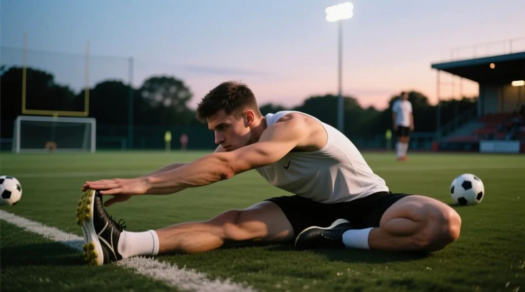 Процесс восстановления после матча: тренеры объясняют молодым игрокам, что такое заминка и зачем она нужна. - иллюстрация