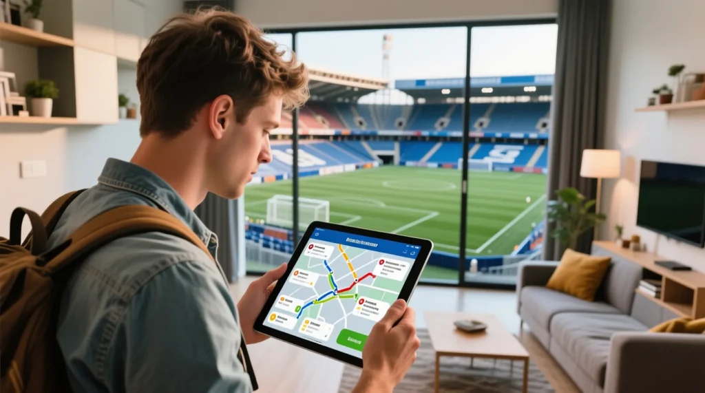 Поездка на футбольный матч в другой город: как быстро и безопасно снять жилье на сутки рядом с ареной. - иллюстрация