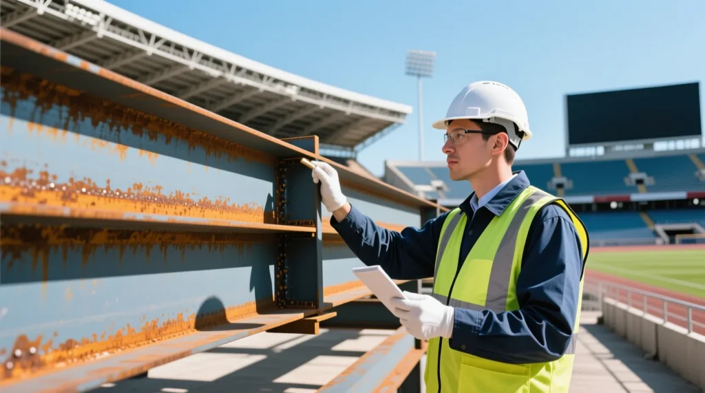 Обработка металлических конструкций трибун: какая качественная грунт краска лучше всего защищает от коррозии. - иллюстрация