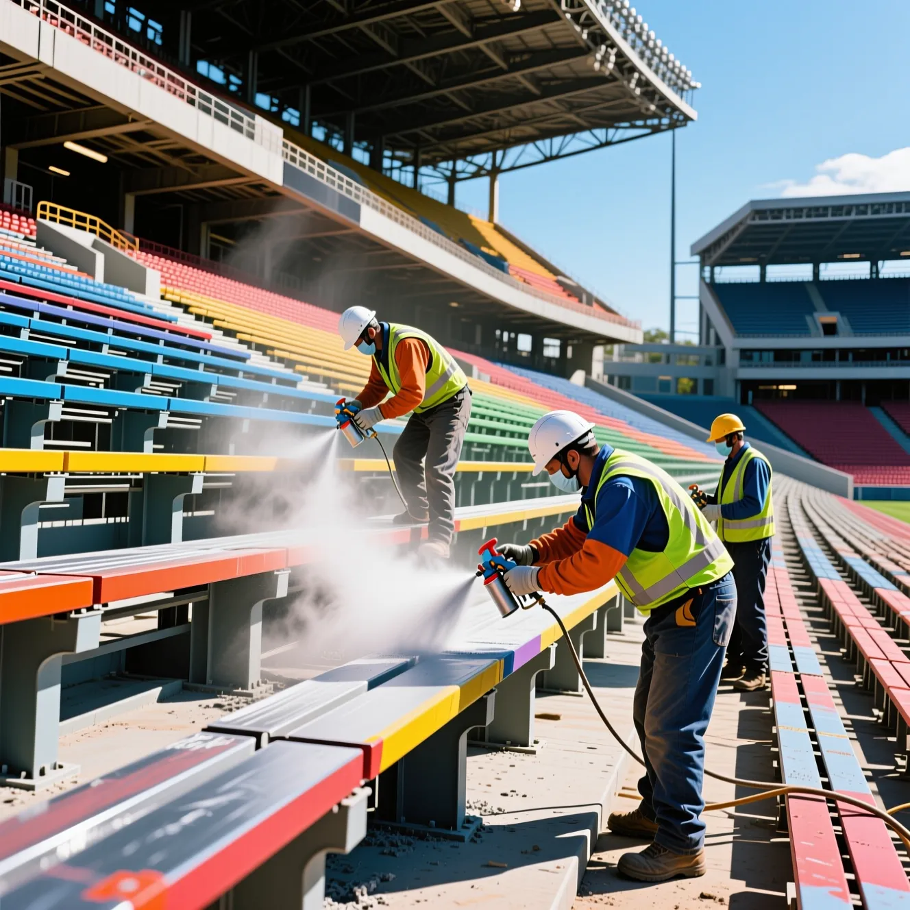 Обработка металлических конструкций трибун: какая качественная грунт краска лучше всего защищает от коррозии.