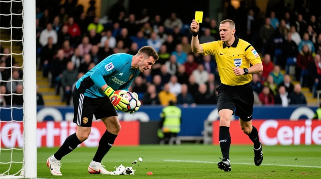 Судейский протокол и дисциплинарные санкции: за какие нарушения правил выдается желтая карта в футболе в игре. - иллюстрация