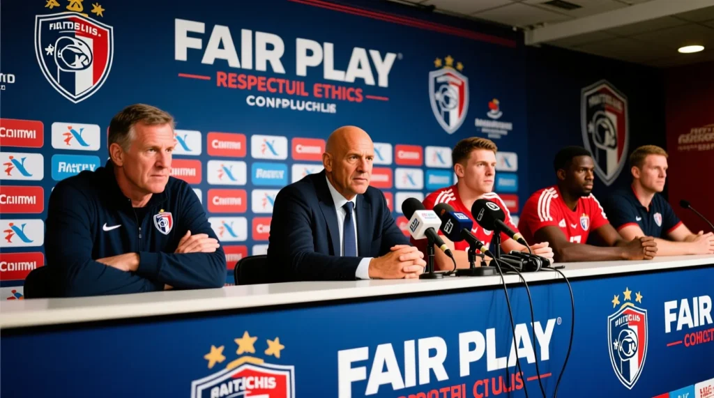 Этический кодекс на футбольном поле: в профессиональном спорте понятие фэйр плей это честная борьба. - иллюстрация