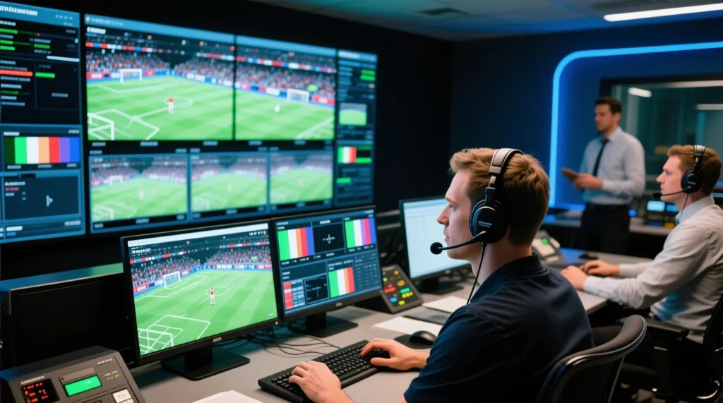 Как работает система видеопомощи арбитрам Var: технический разбор видеоарбитров Технический разбор работы видеоарбитров на стадионе: как функционирует система видеопомощи арбитрам var сегодня. - иллюстрация