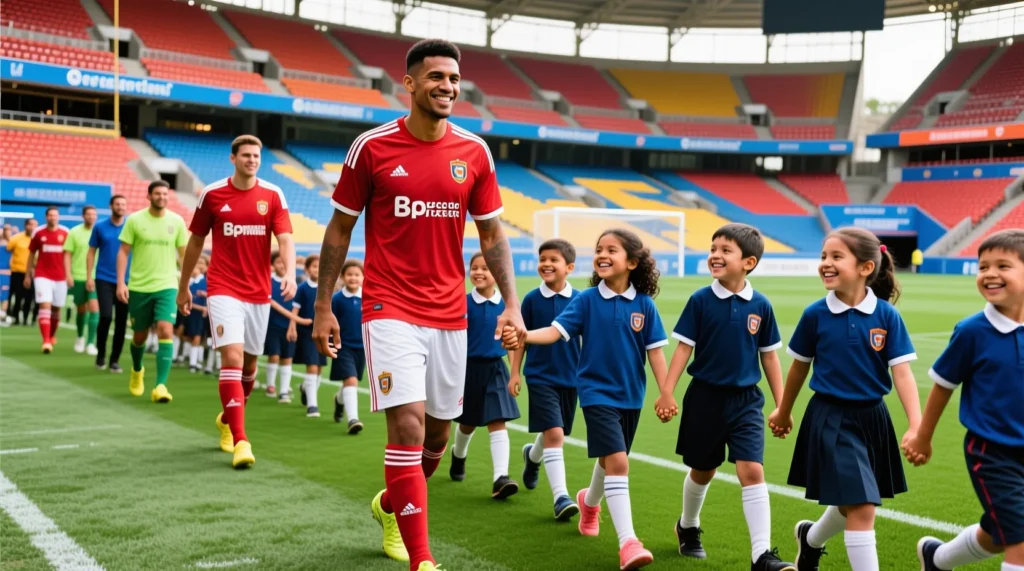 Социальная миссия и красивые традиции в мировом спорте: зачем футболисты выходят на поле с детьми перед игрой. - иллюстрация